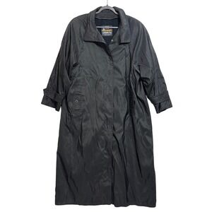 London Fog‎ Womens Black Trench Coat Full Length Rain Outerwear Size 18